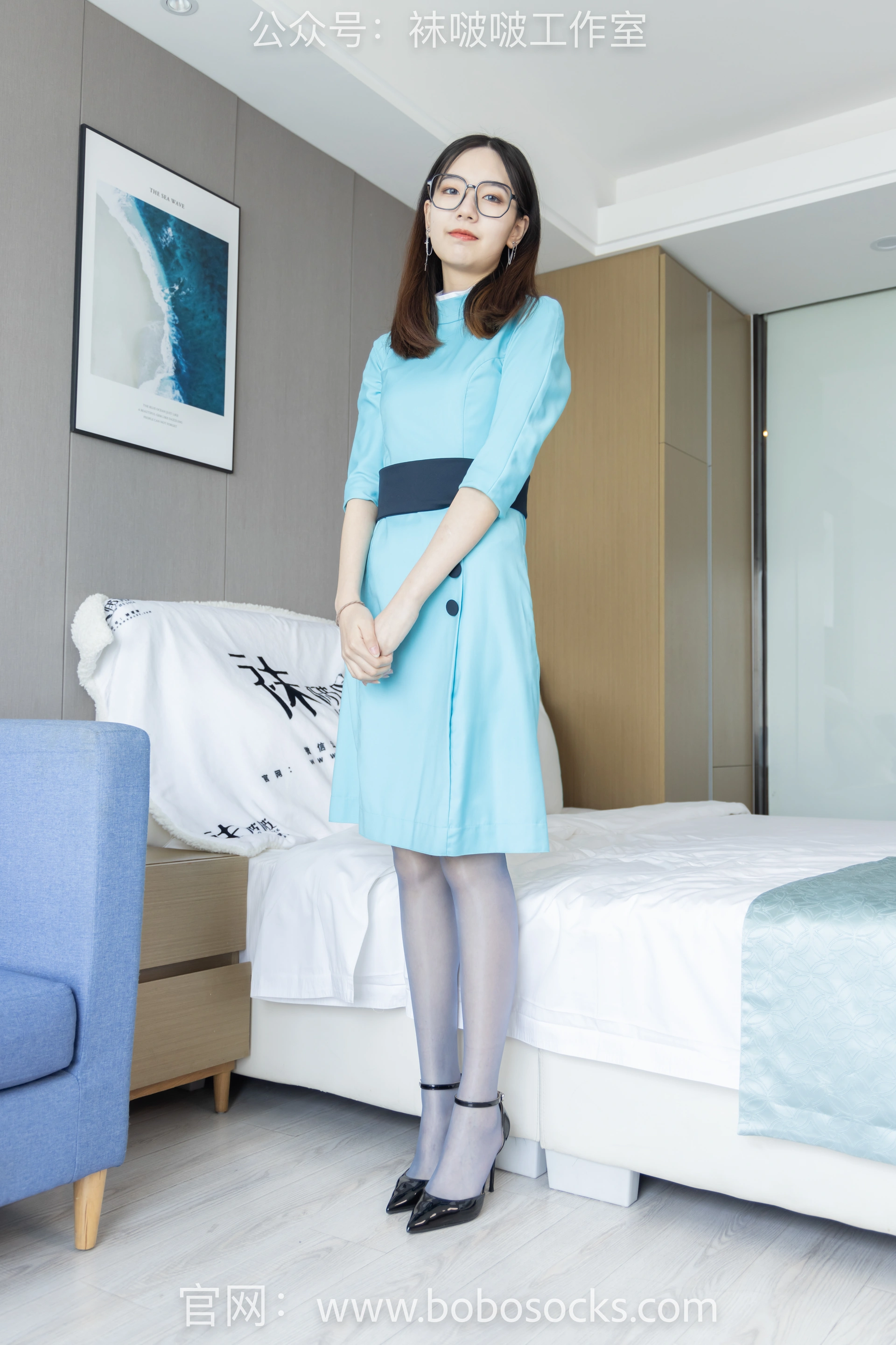 [BoBoSocks袜啵啵]NO.105 小甜豆-空姐制服、高跟鞋、蓝色丝袜 3
